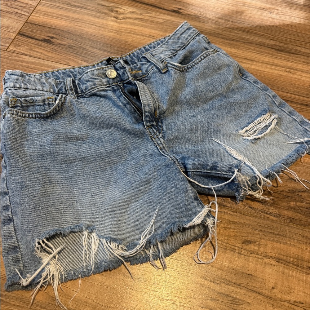 Forever 21 Blue Distressed Jean Shorts